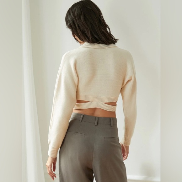 Pixie Market Cruz Beige Crop Cardigan Cream Retails $119 - Picture 6 of 8